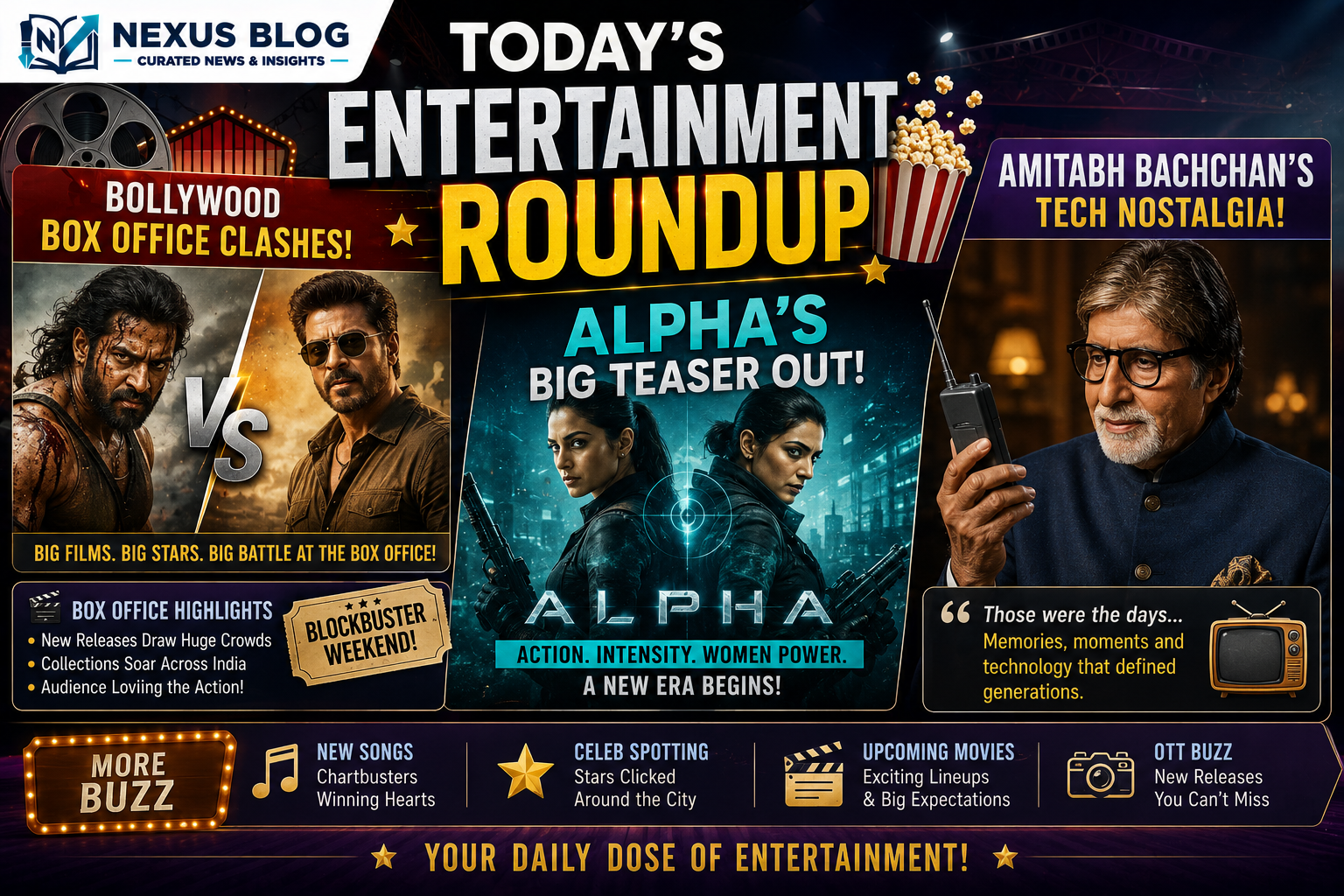 Bollywood news June 8 2026, Alpha teaser release date, Alia Bhatt Sharvari spy movie, Peddi box office collection, Hai Jawani Toh Ishq Hona Hai box office, Amitabh Bachchan technology post, YRF spy universe, Bollywood clashes 2026, Diljit Dosanjh Chamkila tribute, entertainment news today