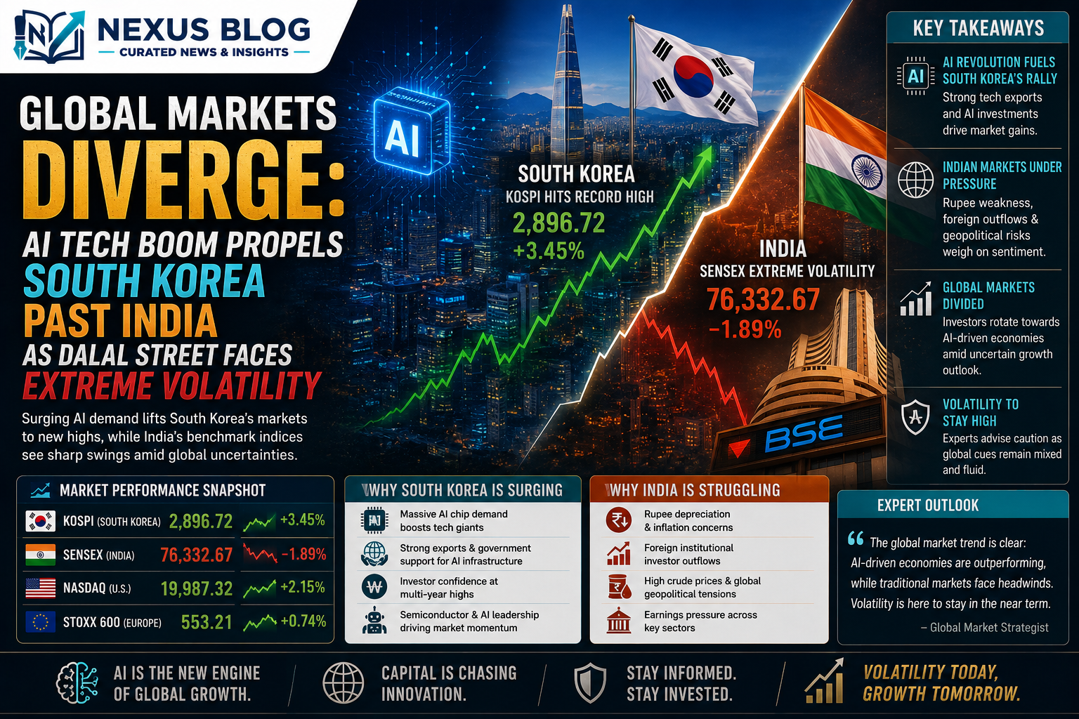 business news June 2 2026, stock market today, South Korea overtakes India, BSE Sensex live, Alphabet AI funding, global stock markets 2026, foreign institutional investors, FII selling India, US-Iran economic impact, commercial LPG price hike