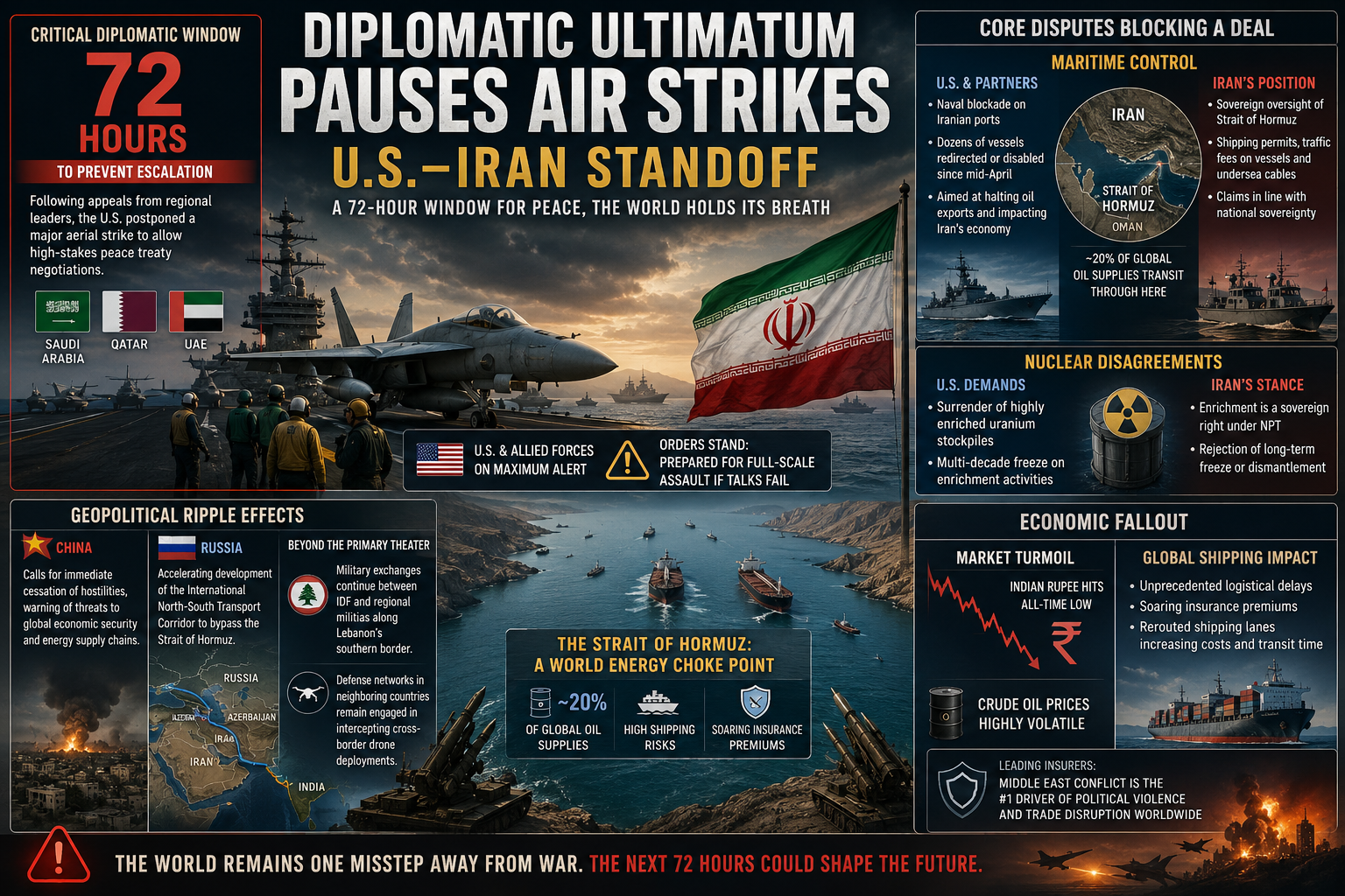 US-Iran war, Strait of Hormuz, Middle East conflict 2026, diplomatic ultimatum, maritime blockade, international relations, geopolitical tensions