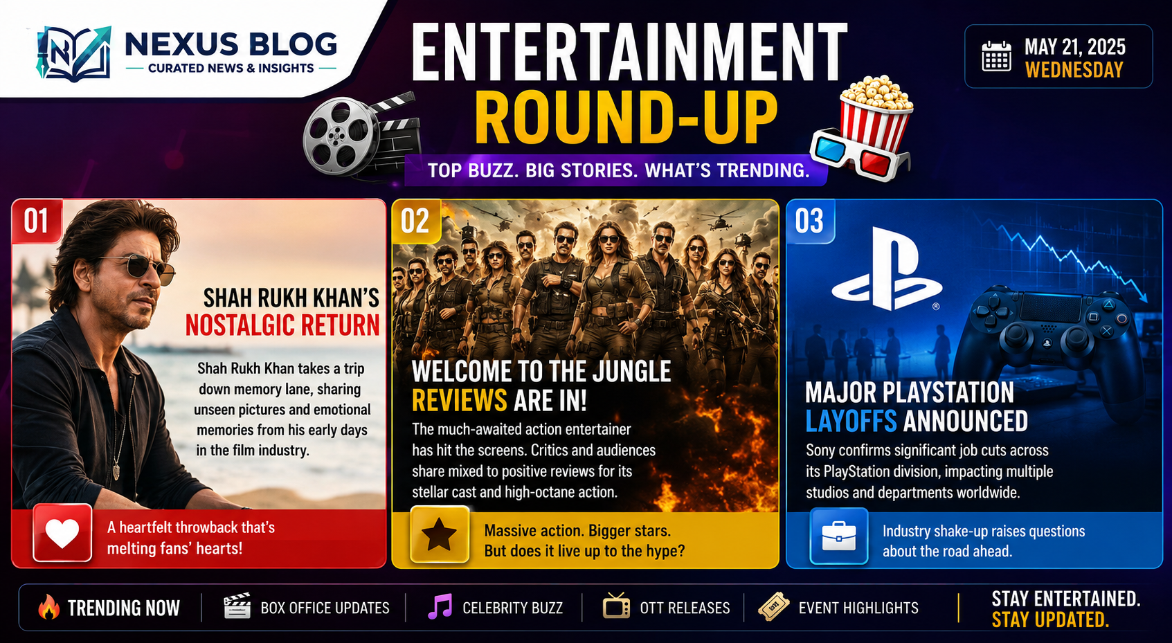 Entertainment news June 25 2026, Shah Rukh Khan Mangalore, Welcome to the Jungle reviews, Alka Yagnik wheelchair video, PlayStation Studios Bungie layoffs, AMC Entertainment stock, Bollywood updates 2026, gaming news 2026