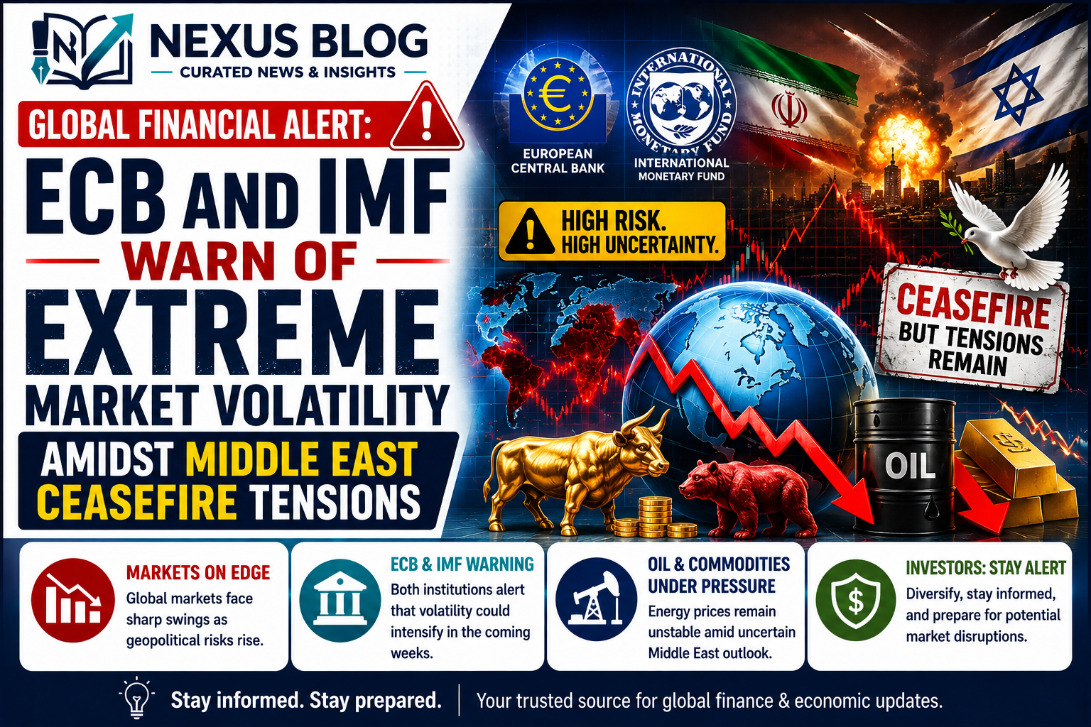 global financial news May 2026, ECB Financial Stability Review, IMF economic alert, US Iran ceasefire impact, Brent crude oil drop, Strait of Hormuz shipping, stock market volatility 2026, financial alerts today, inflation and energy prices, global banking resilience