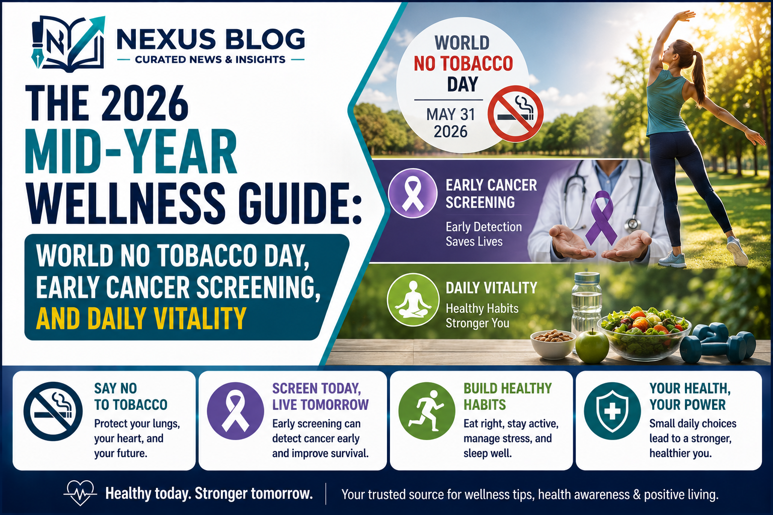 health tips May 31 2026, World No Tobacco Day 2026, ASCO cancer screening, NHS-Galleri trial, healthy lifestyle habits, 5-2-1-0 wellness rule, smoking cessation, youth vaping prevention, daily fitness tips, mental health resilience