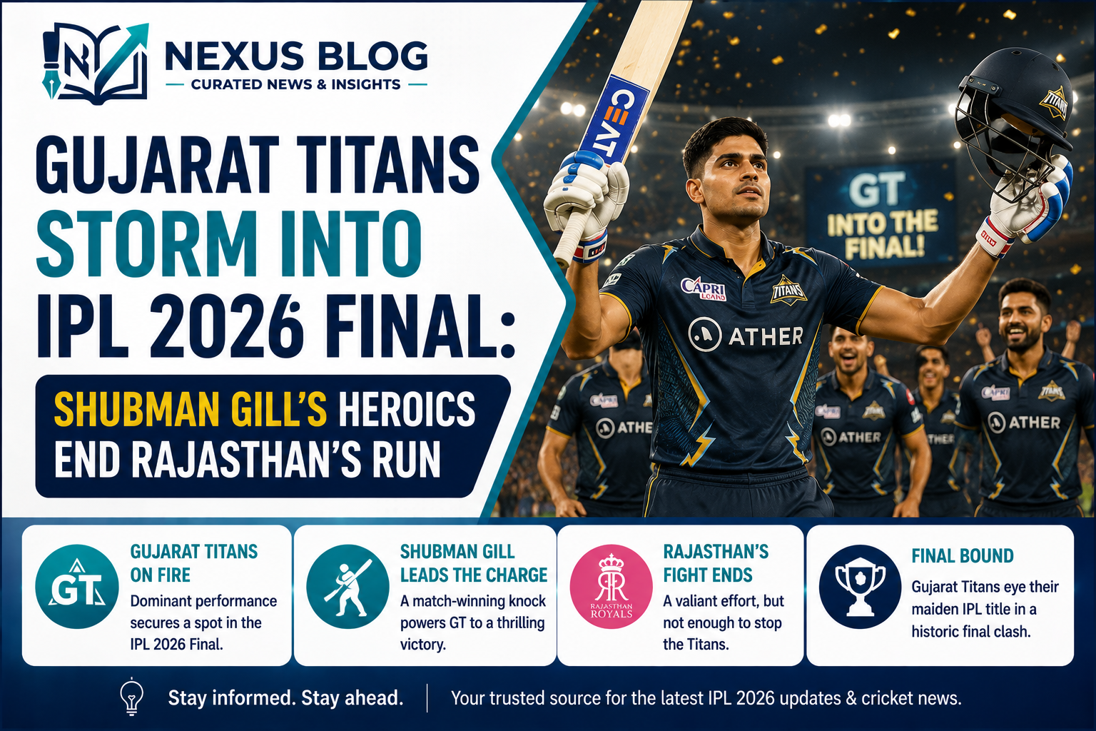 IPL 2026 news, Gujarat Titans, Rajasthan Royals, Qualifier 2, Shubman Gill century, Vaibhav Sooryavanshi, IPL 2026 Final, RCB vs GT, TATA IPL 2026, cricket news May 30