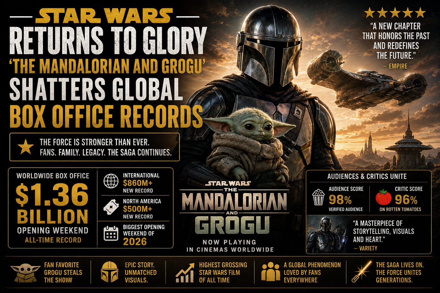 The Mandalorian and Grogu, Star Wars movies 2026, May 2026 box office, Pedro Pascal, Jon Favreau, Baby Yoda movie, entertainment news, Nal Hutta, Jeremy Allen White Star Wars, Hollywood news 2026