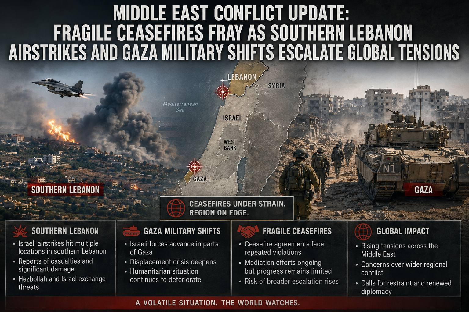 Middle East conflict 2026, Southern Lebanon airstrikes, Gaza war updates, Israel Lebanon ceasefire extension, global war news May 16, military conflict updates, Donald Trump Iran strategy