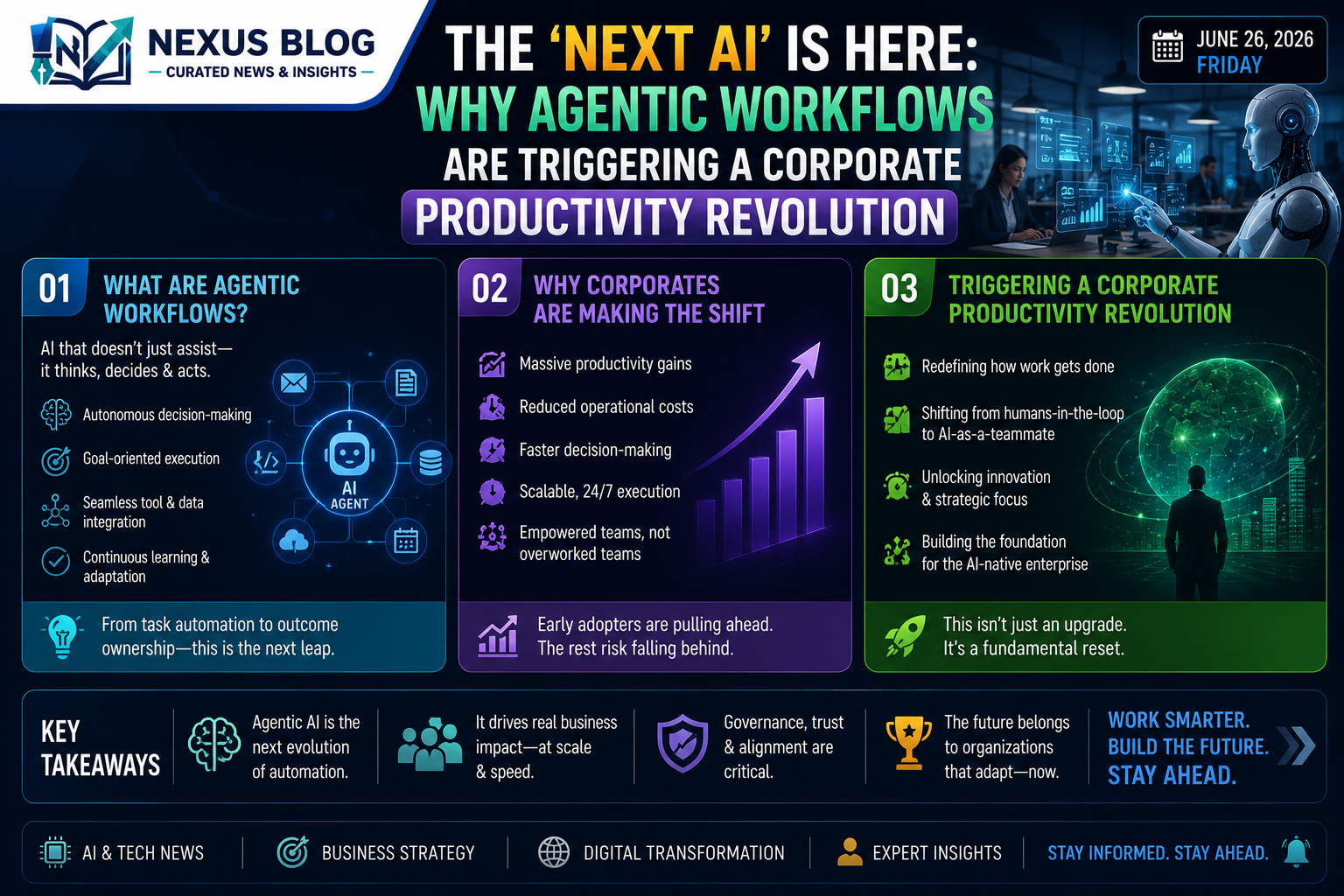 Agentic AI 2026, digital workers, AI collaboration gap, Nasscom US CEO Forum, WEF AI investments, enterprise AI workflows, tech news June 27, autonomous AI agents