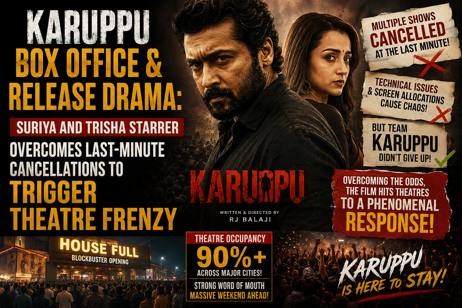 Suriya and Trisha Starrer Overcomes Last-Minute Cancellations to Trigger Theatre Frenzy