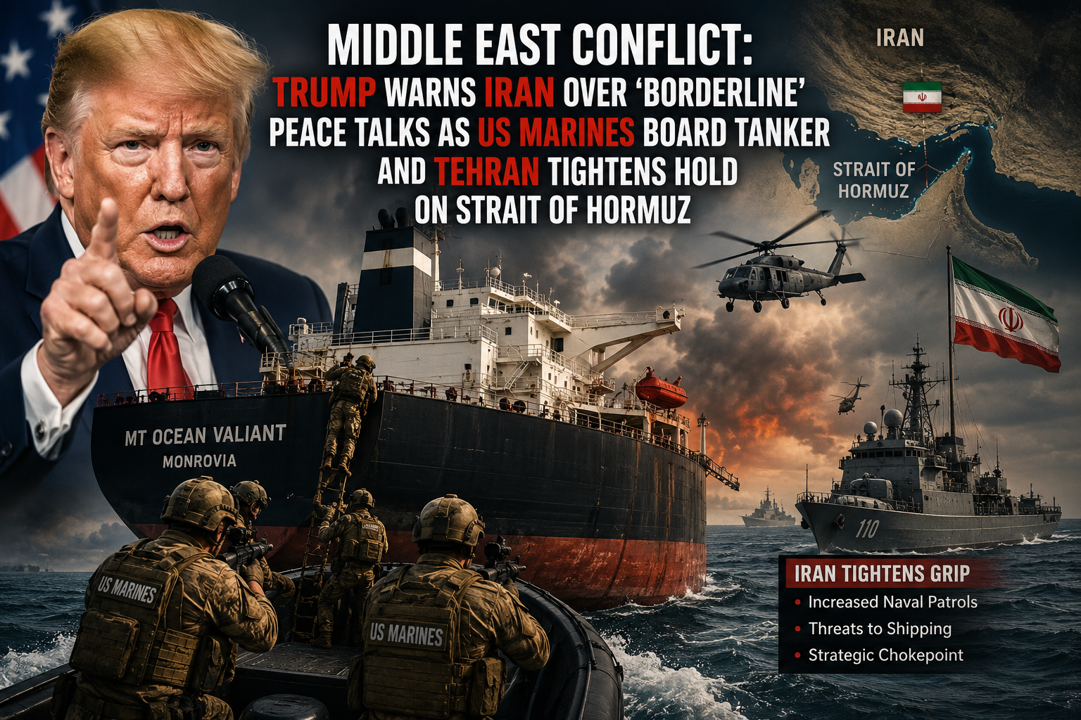 US Iran war 2026, Trump Iran peace deal borderline, Strait of Hormuz shipping blockade, US Marines board tanker Celestial Sea, Persian Gulf Strait Authority, Pakistan army chief mediation Tehran, global defense news May 21
